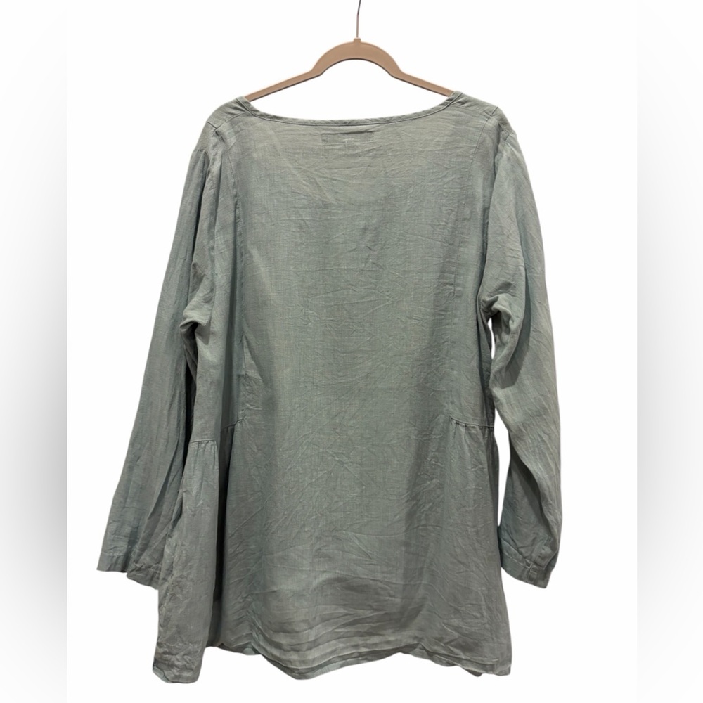 Flax 100% Linen Pastel Blue Boxy Tunic Top Size Medium Coastal Lagenlook - Picture 2 of 16